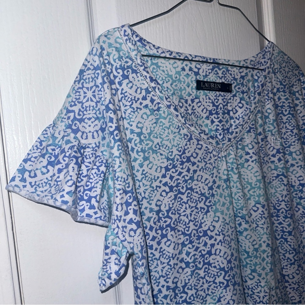 LAUREN Ralph Lauren Turquoise Women’s Top Size Large - Picture 3 of 9